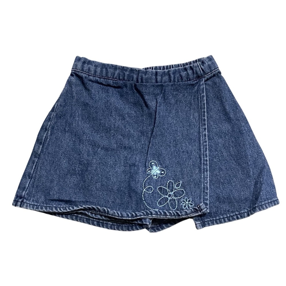 Y2K VTG Carters Child Of Mine Embroidered Butterfly Flower Denim Skirt Skort 18M